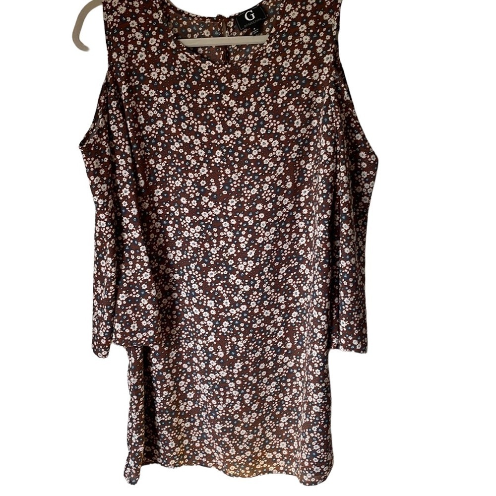 Cold‎ shoulder peasant dress Whimsical Feminine Floral Festival Sz M Bell Sleeve